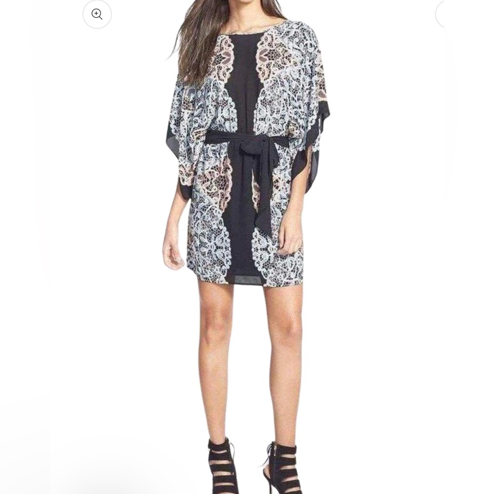 BCBGMaxAzria Black/Comb Lois Kimono Dress.